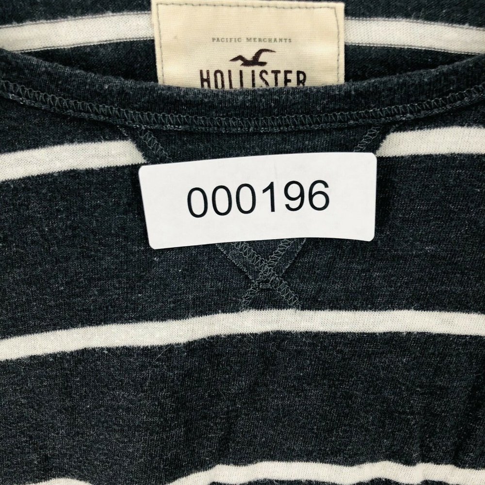Hollister Sweater Knit Top XS Gray Y2K White Stripes Shirt Long Sleeves Soft - Picture 11 of 11